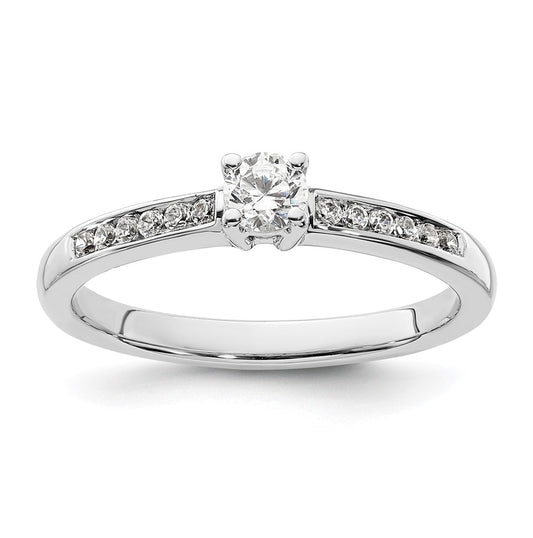 14K White Gold (Holds 1/5 carat (3.8mm) Round Center) 1/8 carat Channel-set Diamond Semi-Mount Engagement Ring