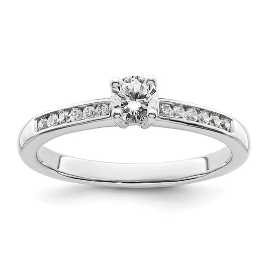 14K White Gold (Holds 1/4 carat (4.1mm) Round Center) 1/8 carat Channel-set Diamond Semi-Mount Engagement Ring