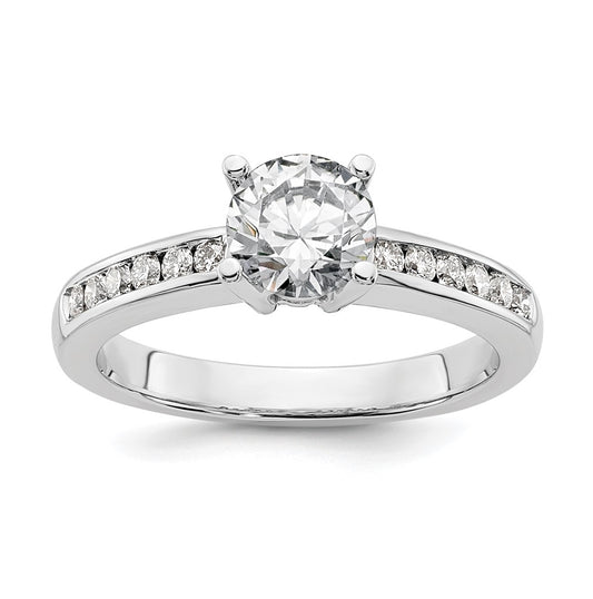14K White Gold (Holds 3/4 carat (5.8mm) Round Center) 1/4 carat Channel-set Diamond Semi-Mount Engagement Ring