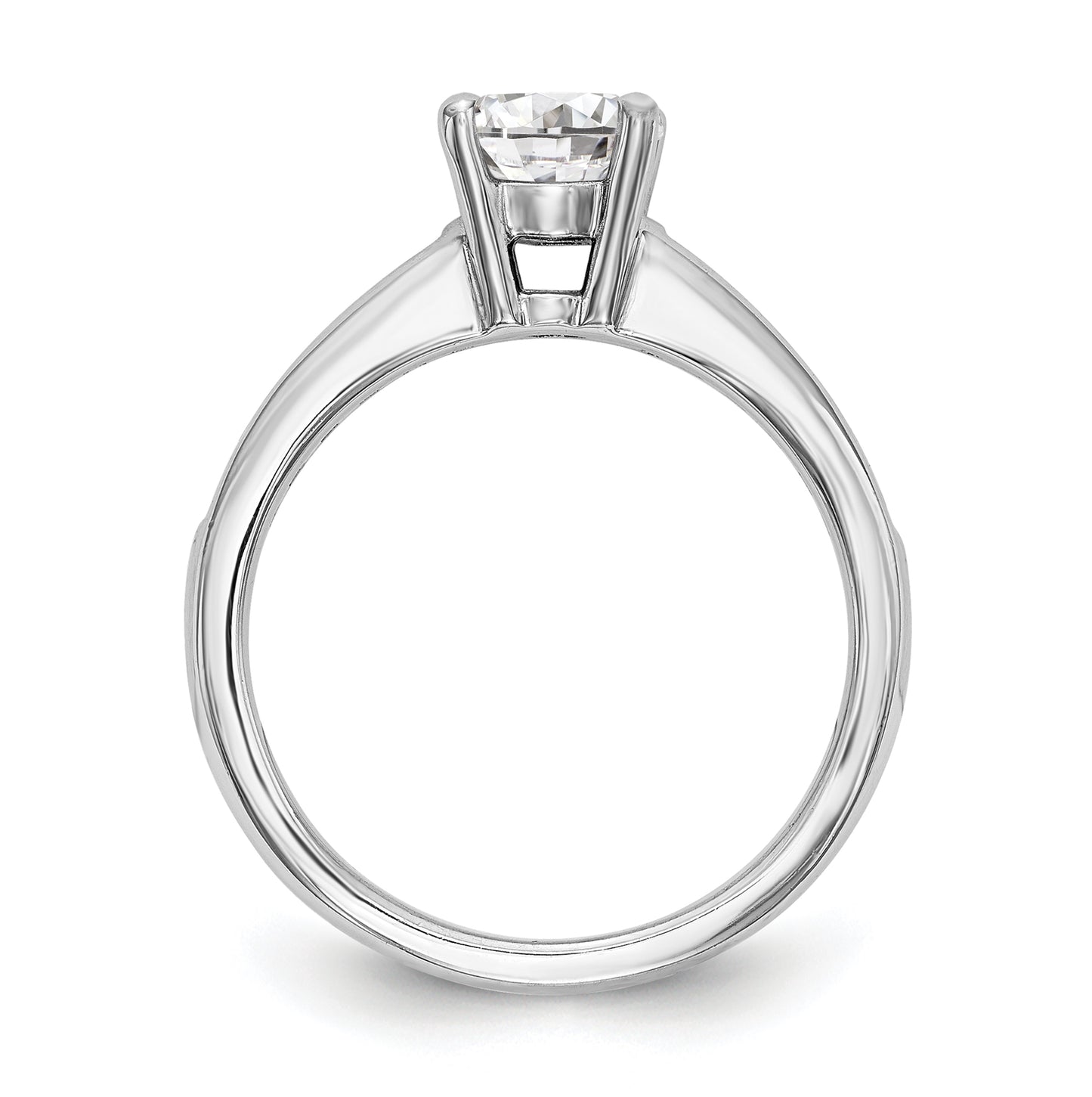 14K White Gold (Holds 1 carat (6.5mm) Round Center) 1/4 carat Channel-set Diamond Semi-Mount Engagement Ring