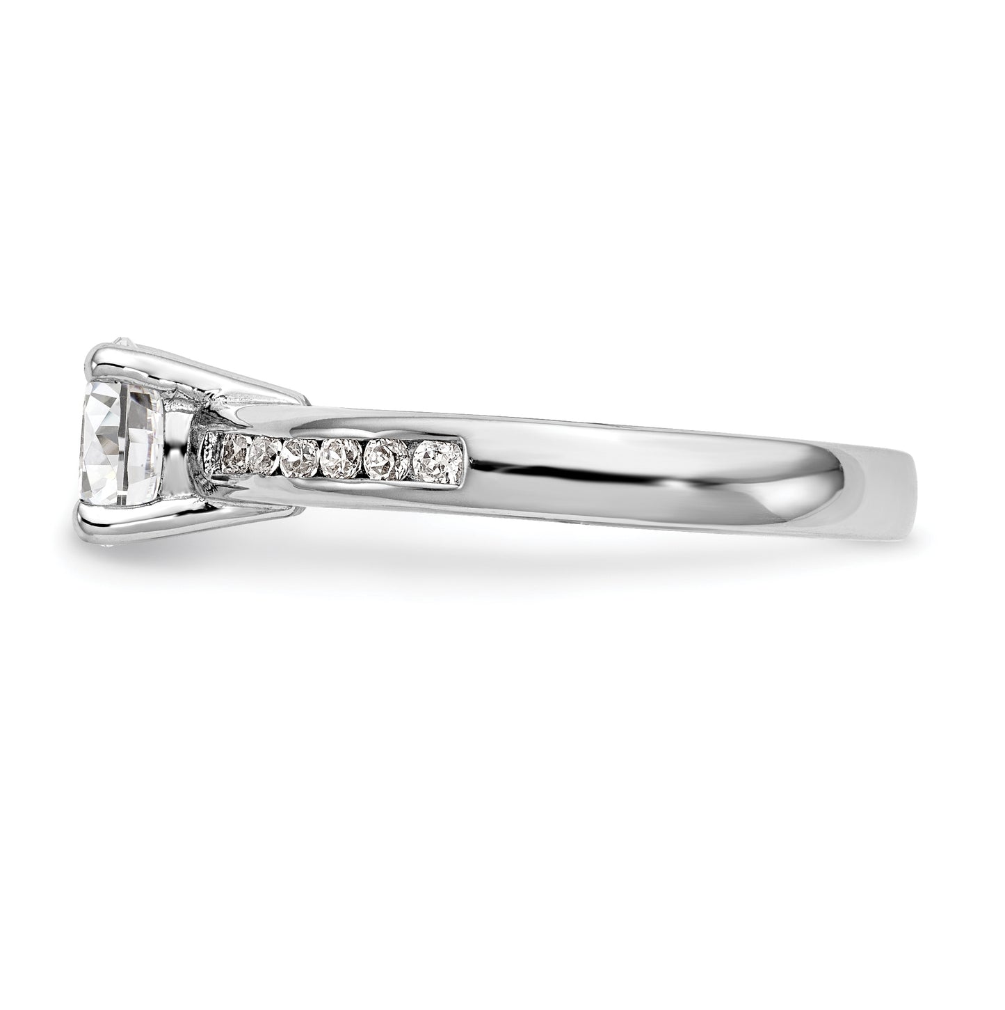 14K White Gold (Holds 1 carat (6.5mm) Round Center) 1/4 carat Channel-set Diamond Semi-Mount Engagement Ring