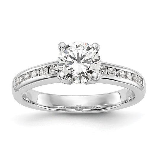 14K White Gold (Holds 1 carat (6.5mm) Round Center) 1/4 carat Channel-set Diamond Semi-Mount Engagement Ring