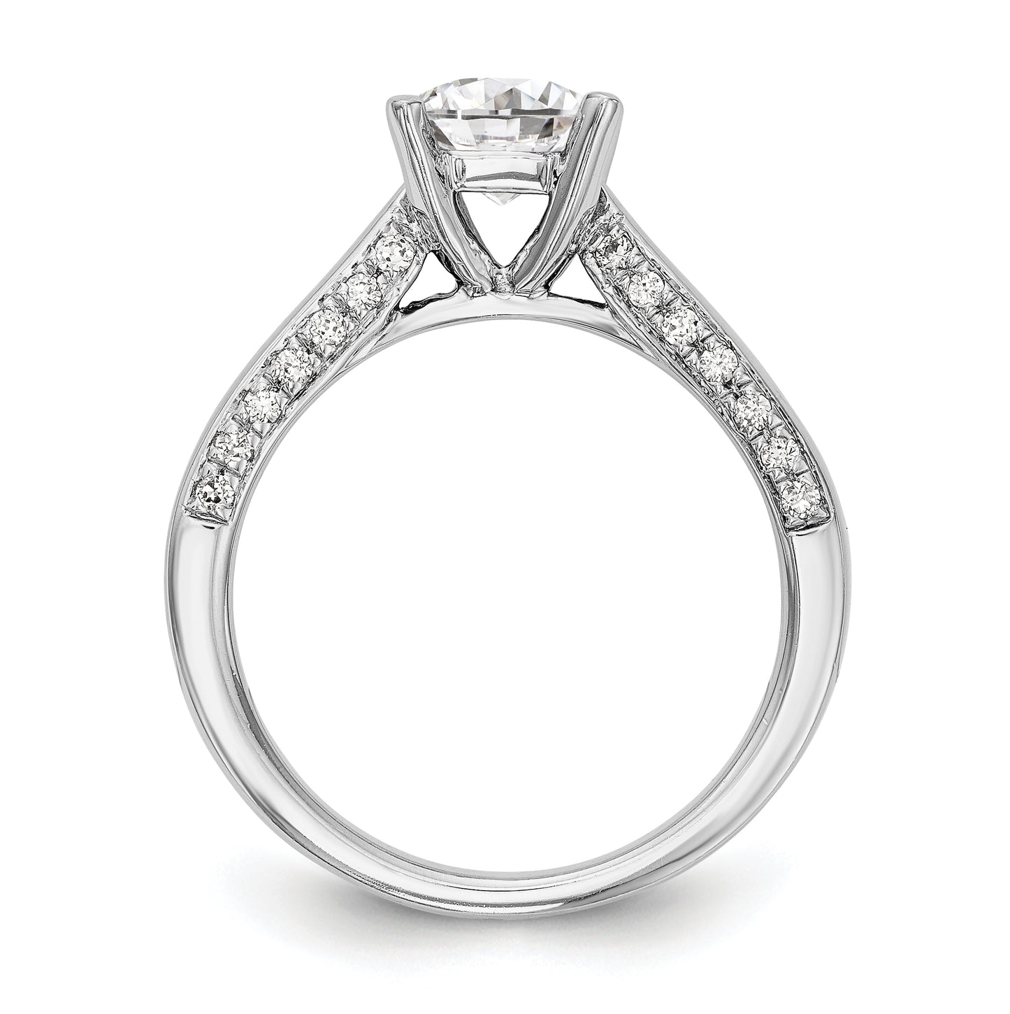14K White Gold Diamond Semi-Mount Engagement Ring,  3.3 to 4.3 mm (tapered)