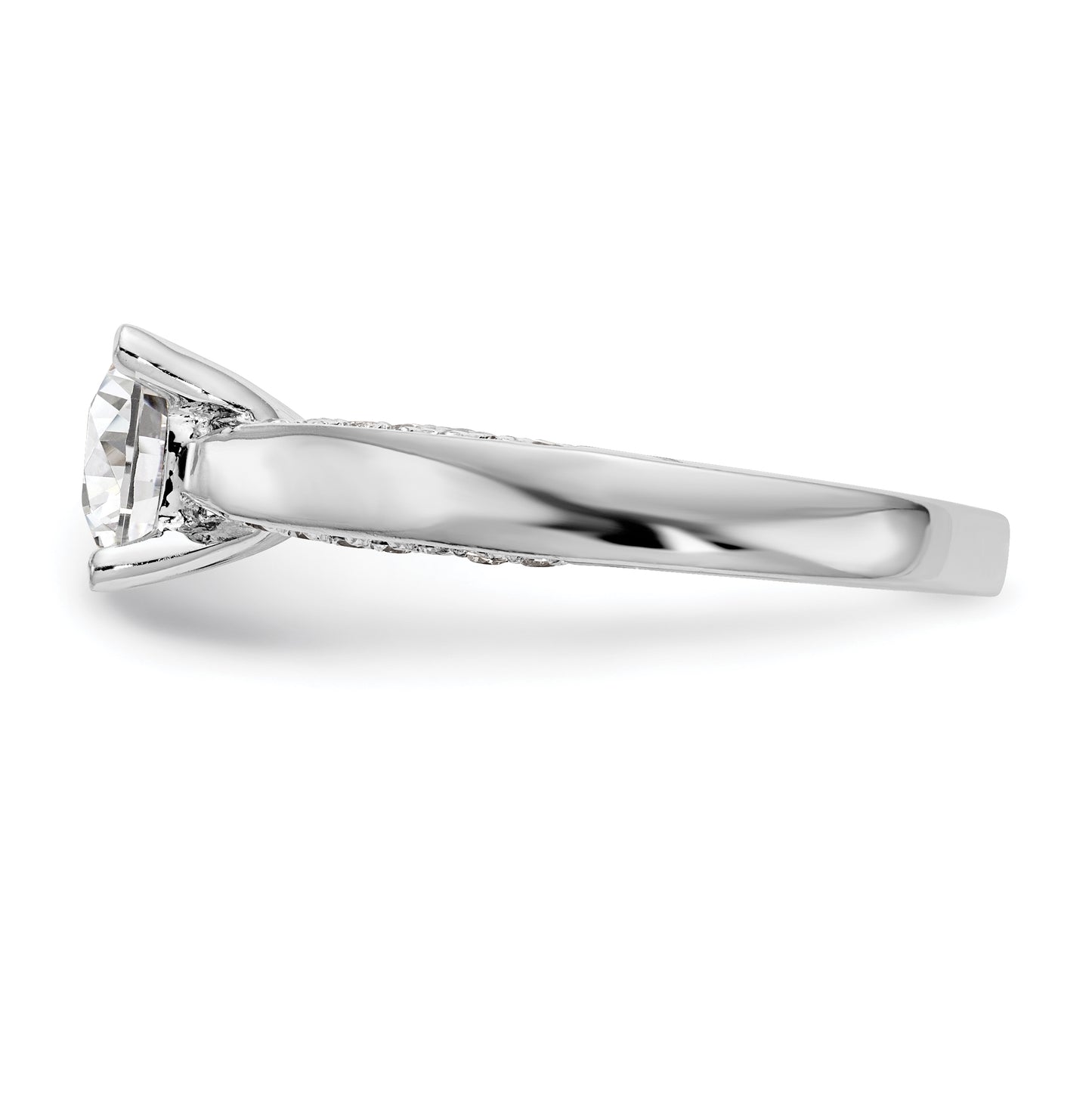 14K White Gold Diamond Semi-Mount Engagement Ring,  3.3 to 4.3 mm (tapered)