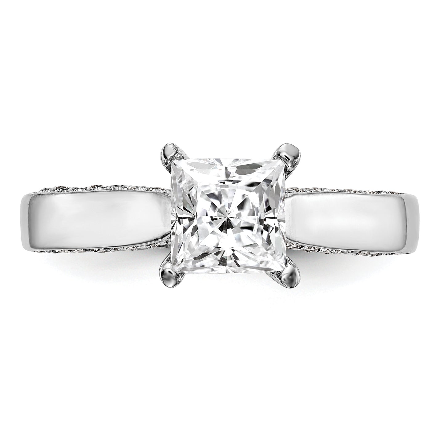 14K White Gold Diamond Semi-Mount Engagement Ring,  3.3 to 4.3 mm (tapered)