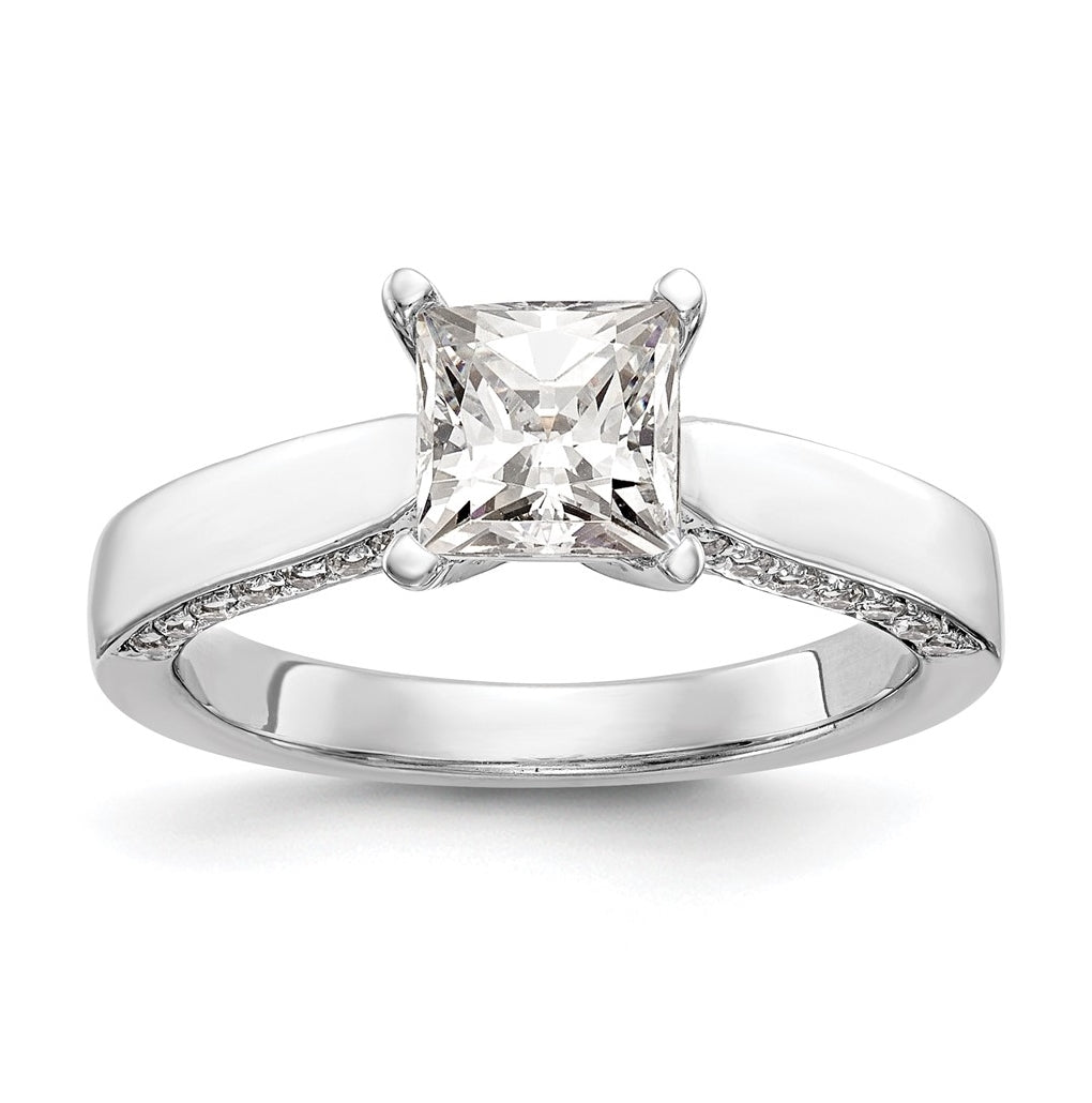 14K White Gold Diamond Semi-Mount Engagement Ring,  3.3 to 4.3 mm (tapered)