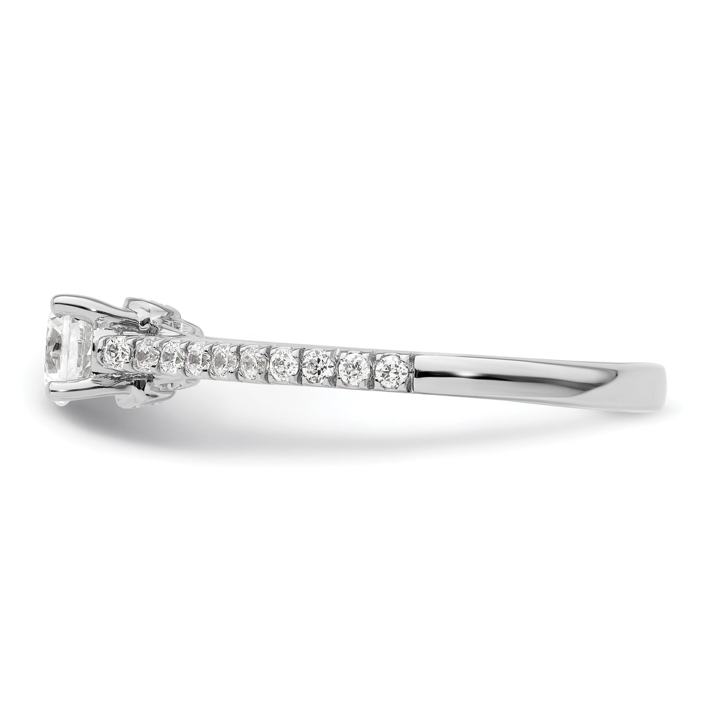 14K White Gold (Holds 1/3 carat (4.5mm) Round Center) 1/5 carat Diamond Semi-Mount Engagement Ring