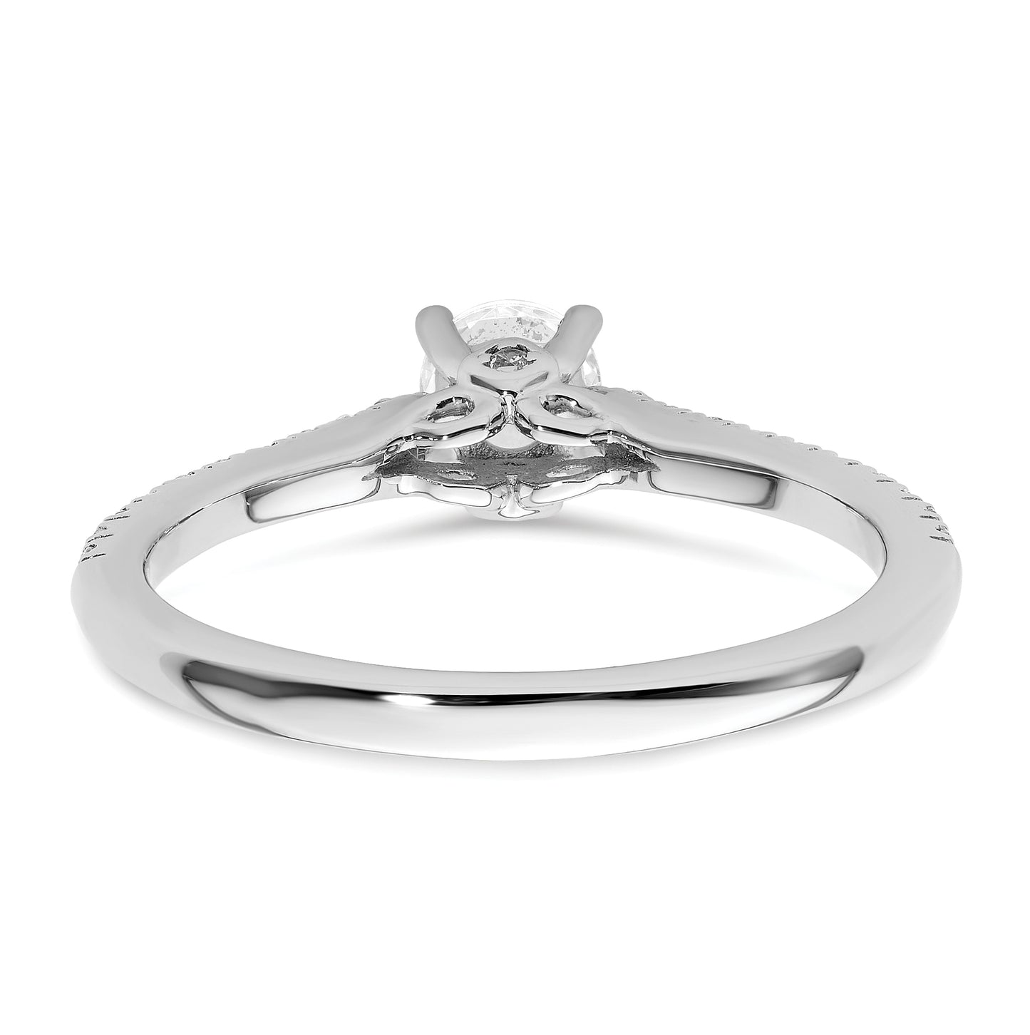 14K White Gold (Holds 1/3 carat (4.5mm) Round Center) 1/5 carat Diamond Semi-Mount Engagement Ring