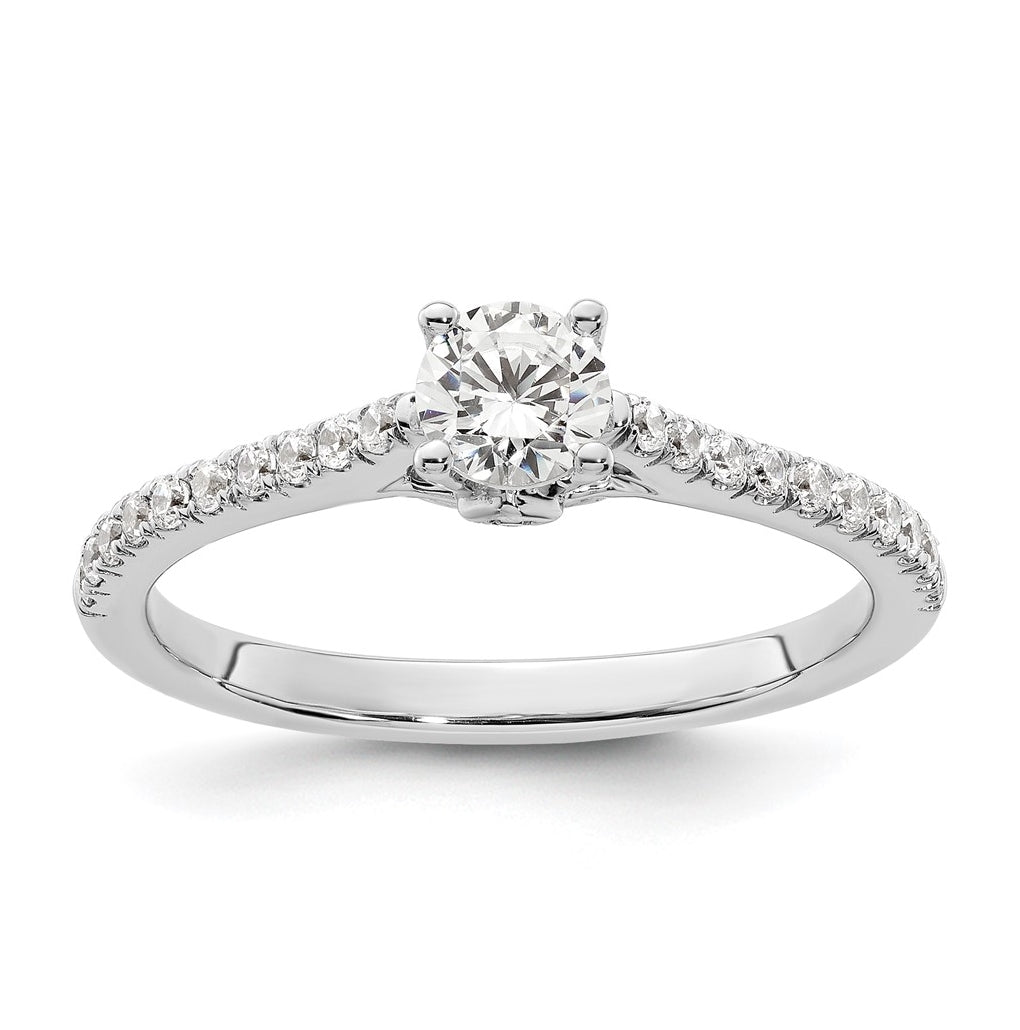 14K White Gold (Holds 1/3 carat (4.5mm) Round Center) 1/5 carat Diamond Semi-Mount Engagement Ring