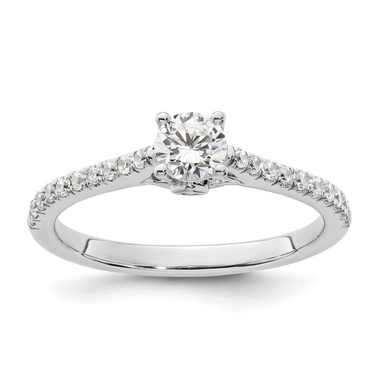14K White Gold (Holds 1/3 carat (4.5mm) Round Center) 1/5 carat Diamond Semi-Mount Engagement Ring