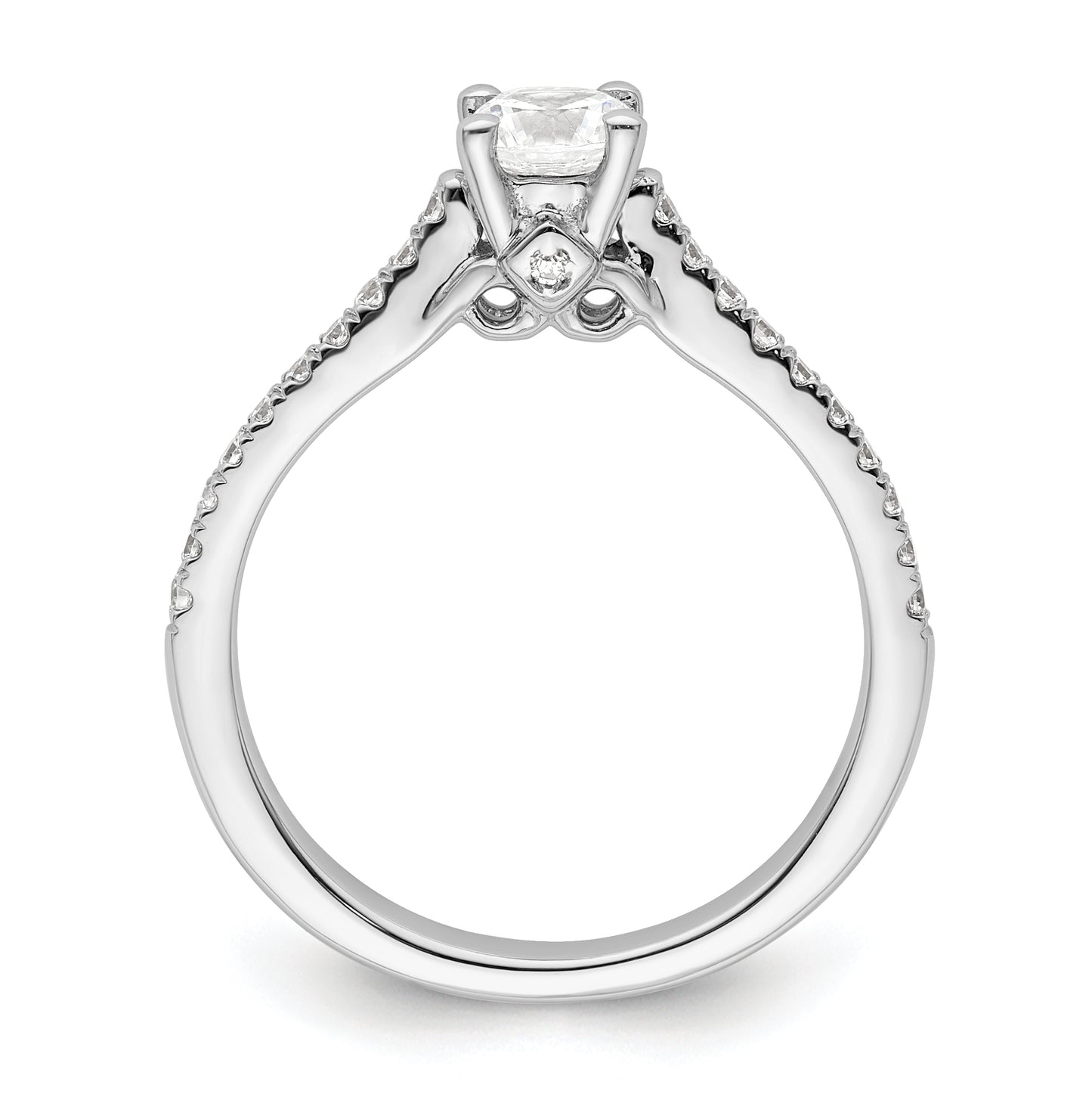 14K White Gold (Holds 1/2 carat (5.2 mm) Round Center) 1/5 carat Diamond Semi-Mount Engagement Ring