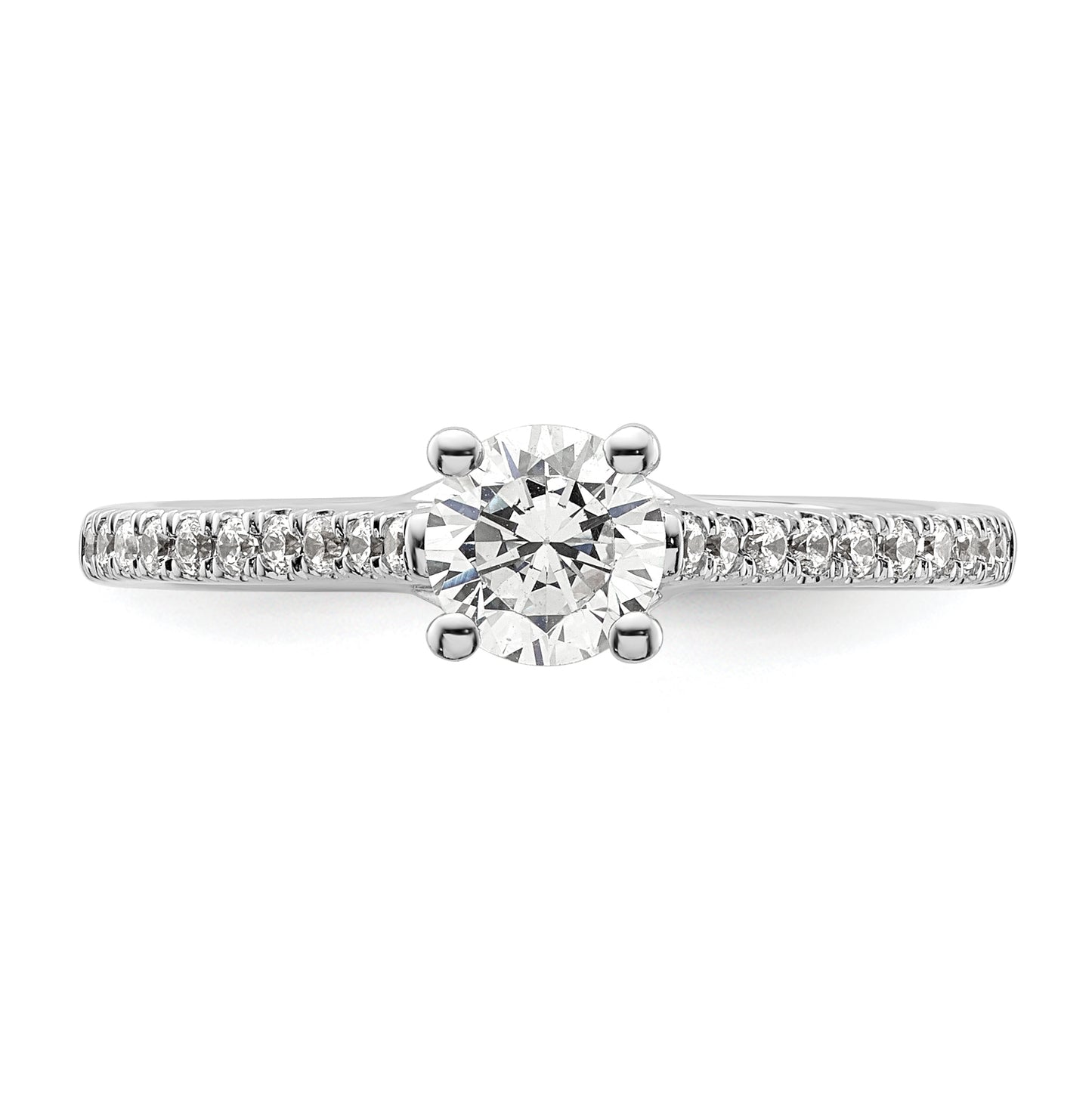 14K White Gold (Holds 1/2 carat (5.2 mm) Round Center) 1/5 carat Diamond Semi-Mount Engagement Ring