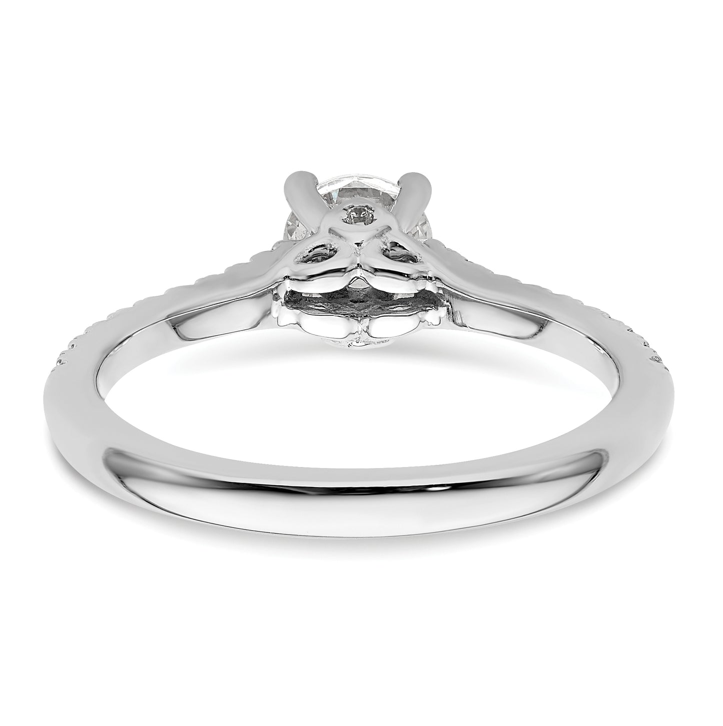 14K White Gold (Holds 1/2 carat (5.2 mm) Round Center) 1/5 carat Diamond Semi-Mount Engagement Ring