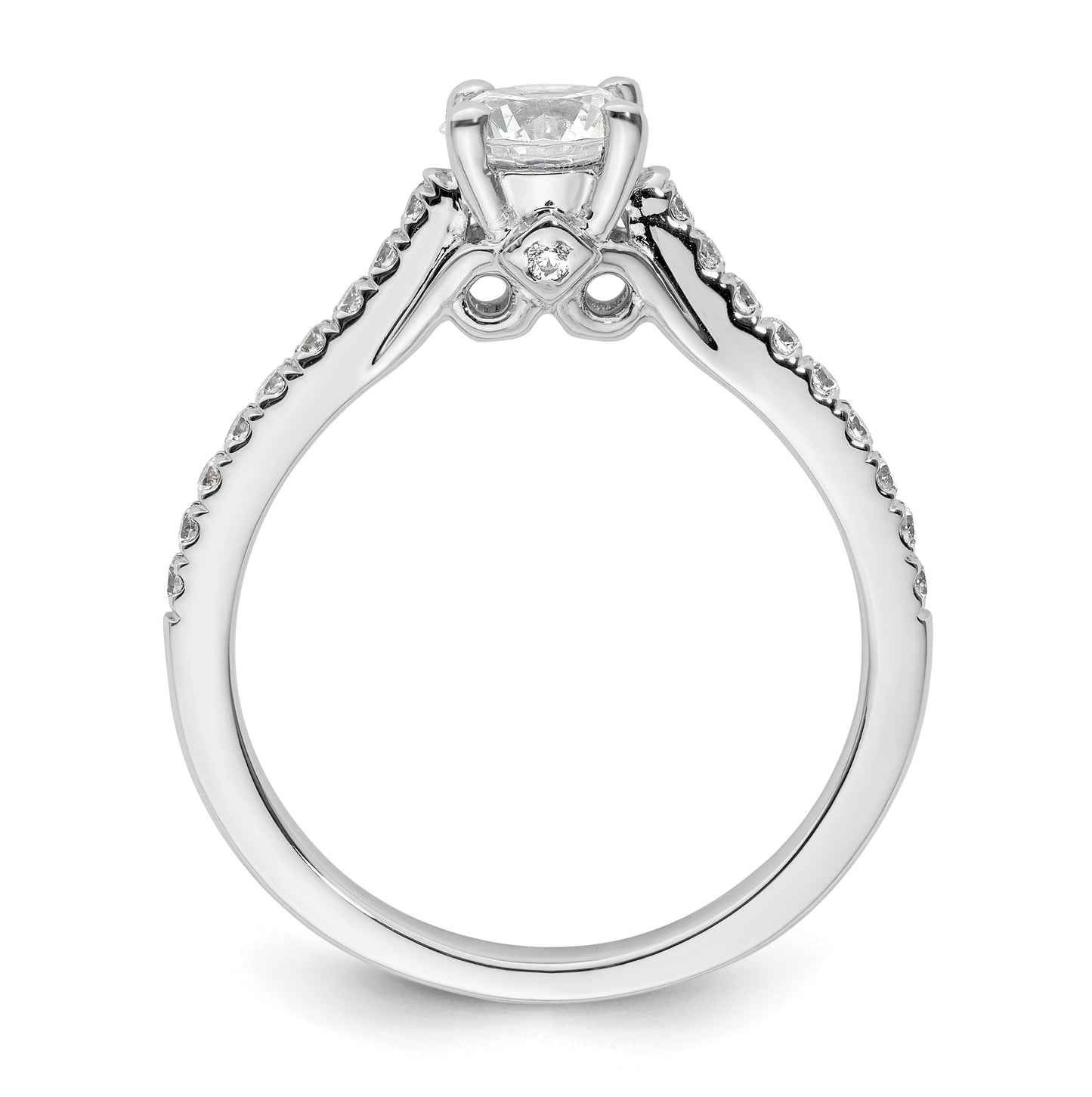 14K White Gold (Holds 3/4 carat (5.8 mm) Round Center) 1/4 carat Diamond Semi-Mount Engagement Ring