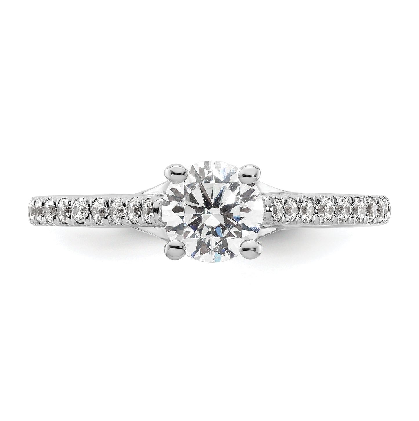 14K White Gold (Holds 3/4 carat (5.8 mm) Round Center) 1/4 carat Diamond Semi-Mount Engagement Ring