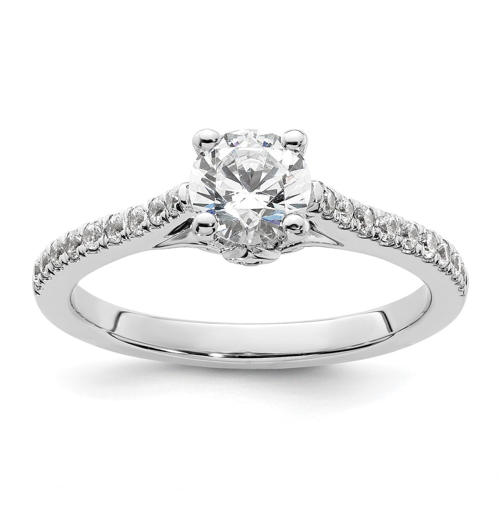 14K White Gold (Holds 3/4 carat (5.8 mm) Round Center) 1/4 carat Diamond Semi-Mount Engagement Ring