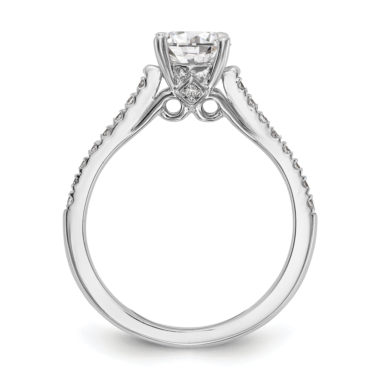 14K White Gold (Holds 1 carat (6.5mm) Round Center) 1/4 carat Diamond Semi-Mount Engagement Ring