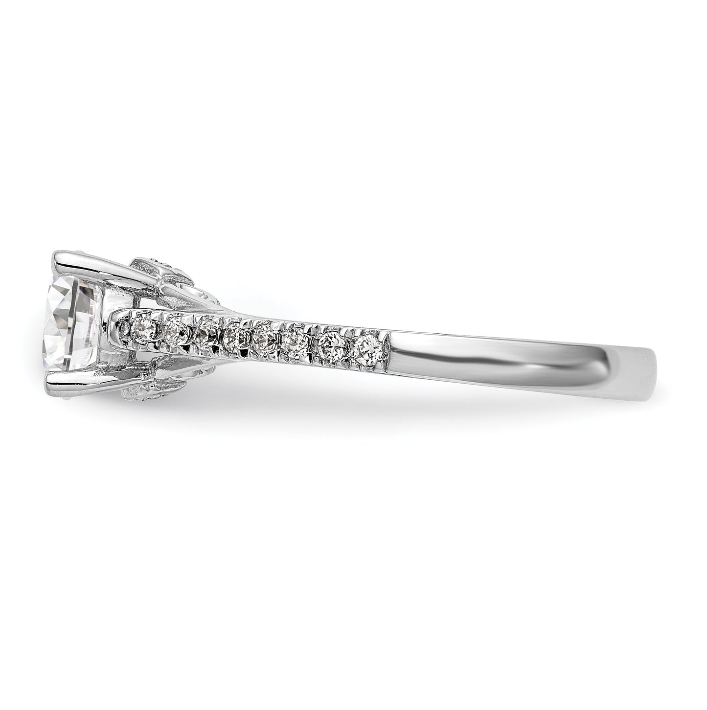 14K White Gold (Holds 1 carat (6.5mm) Round Center) 1/4 carat Diamond Semi-Mount Engagement Ring