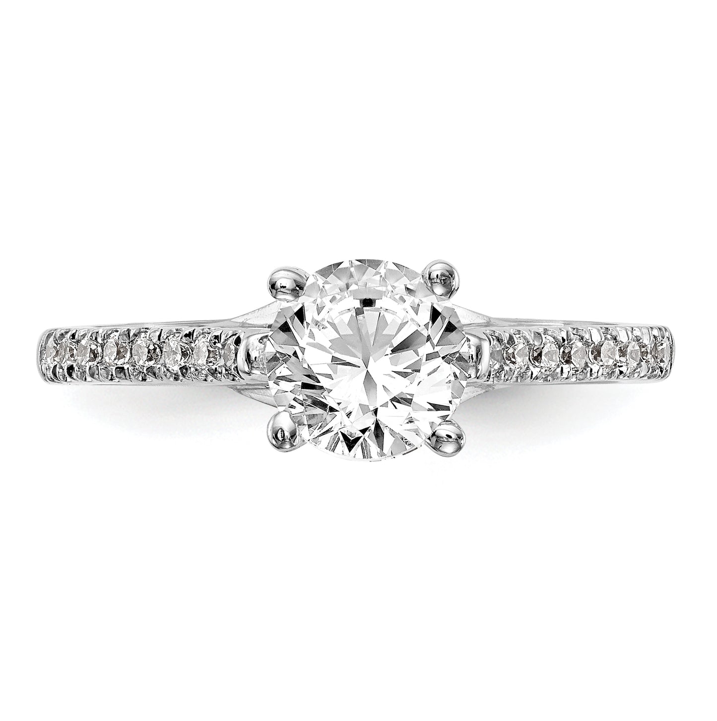 14K White Gold (Holds 1 carat (6.5mm) Round Center) 1/4 carat Diamond Semi-Mount Engagement Ring