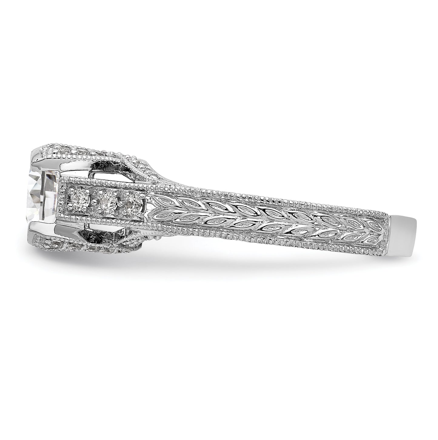 14K White Gold (Holds 1 ct (6.5mm) Round Center) 1/3 ct Diamond Semi-Mount Engagement Ring