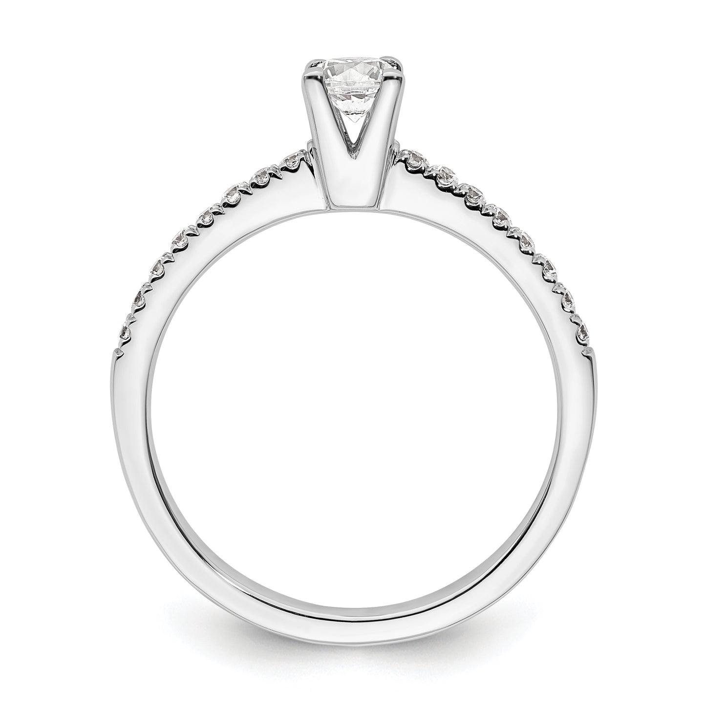 14k White Gold (Holds 1/4 carat (4.00mm) Round Center) 1/6 carat Diamond Semi-mount Engagement Ring