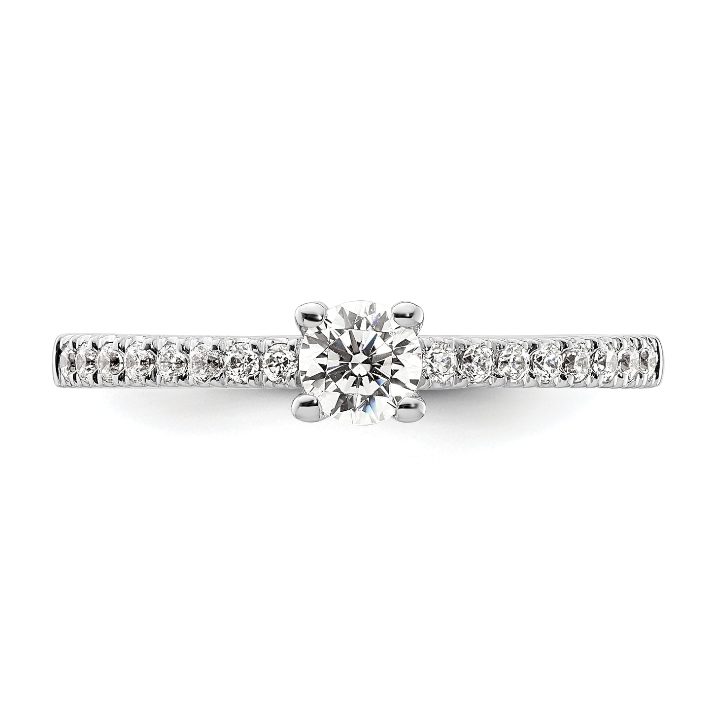 14k White Gold (Holds 1/4 carat (4.00mm) Round Center) 1/6 carat Diamond Semi-mount Engagement Ring