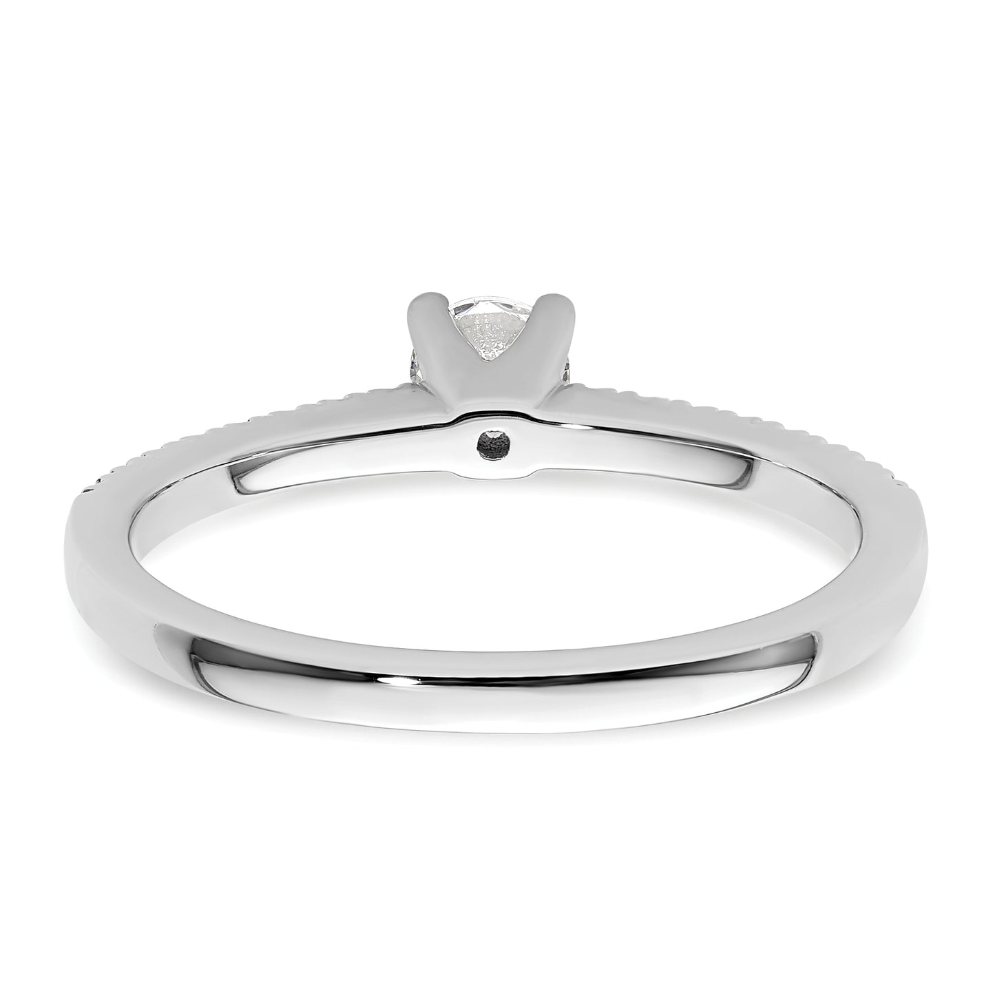 14k White Gold (Holds 1/4 carat (4.00mm) Round Center) 1/6 carat Diamond Semi-mount Engagement Ring