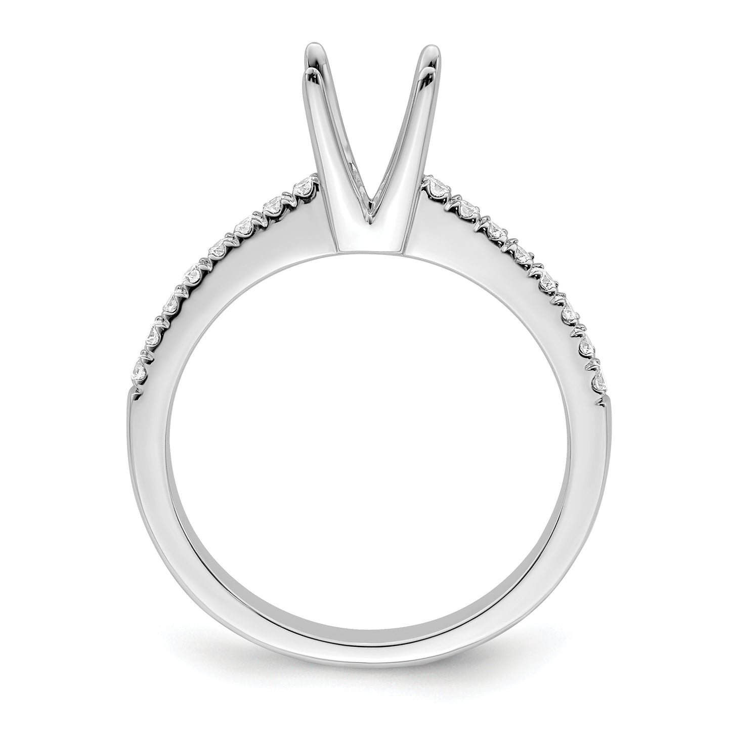 14k White Gold (Holds 1/2 carat (5.2mm) Round Center) 1/5 carat Diamond Semi-mount Engagement Ring