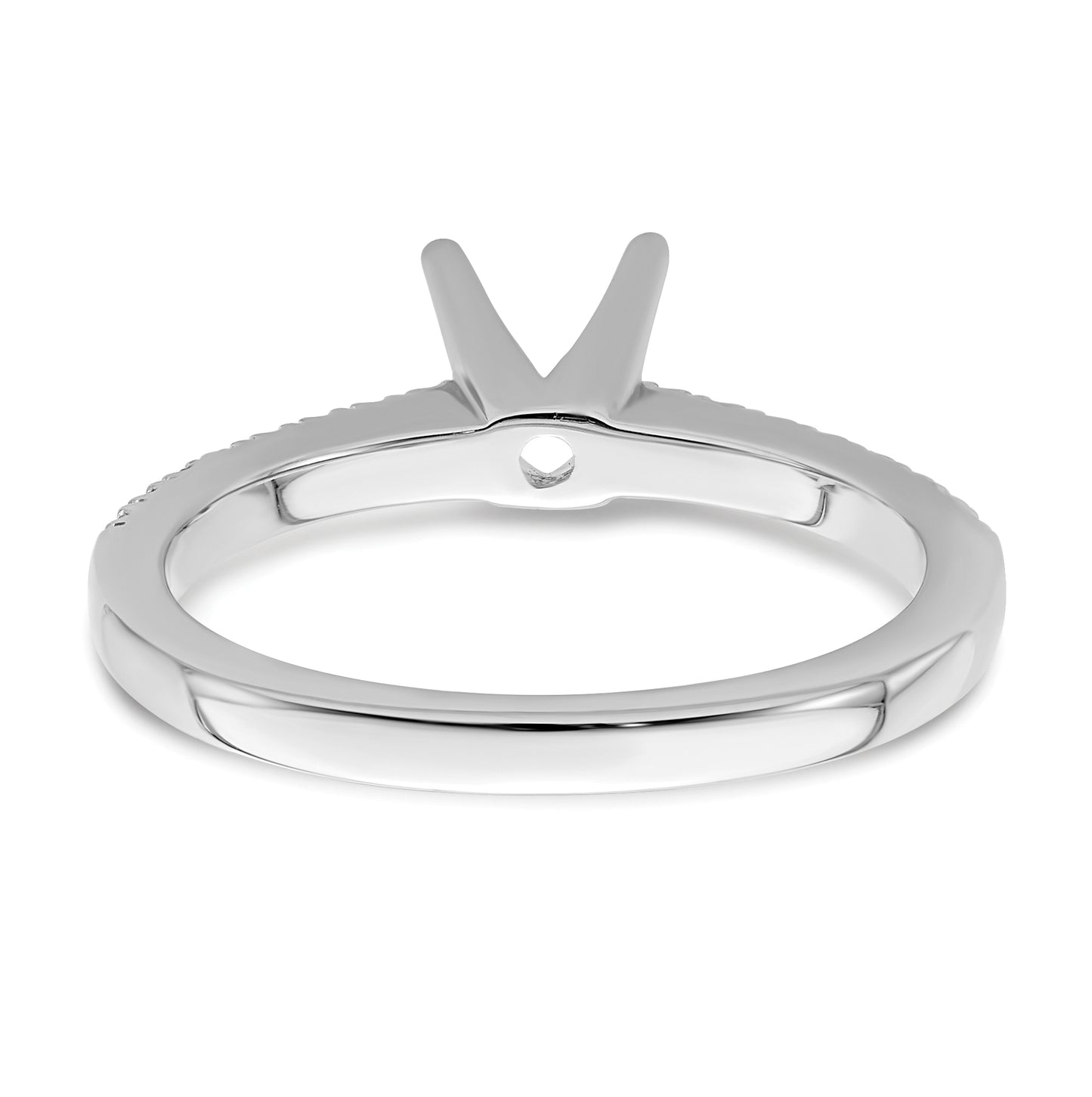 14k White Gold (Holds 1/2 carat (5.2mm) Round Center) 1/5 carat Diamond Semi-mount Engagement Ring