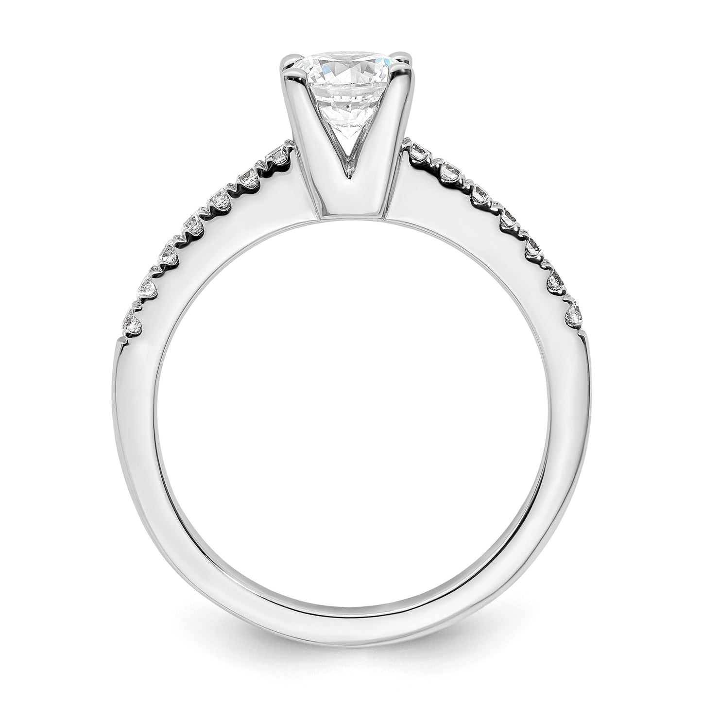 14k White Gold (Holds 3/4 carat (5.8mm) Round Center) 1/4 carat Diamond Semi-mount Engagement Ring