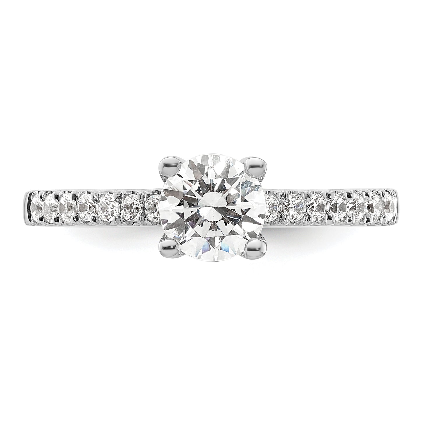 14k White Gold (Holds 3/4 carat (5.8mm) Round Center) 1/4 carat Diamond Semi-mount Engagement Ring