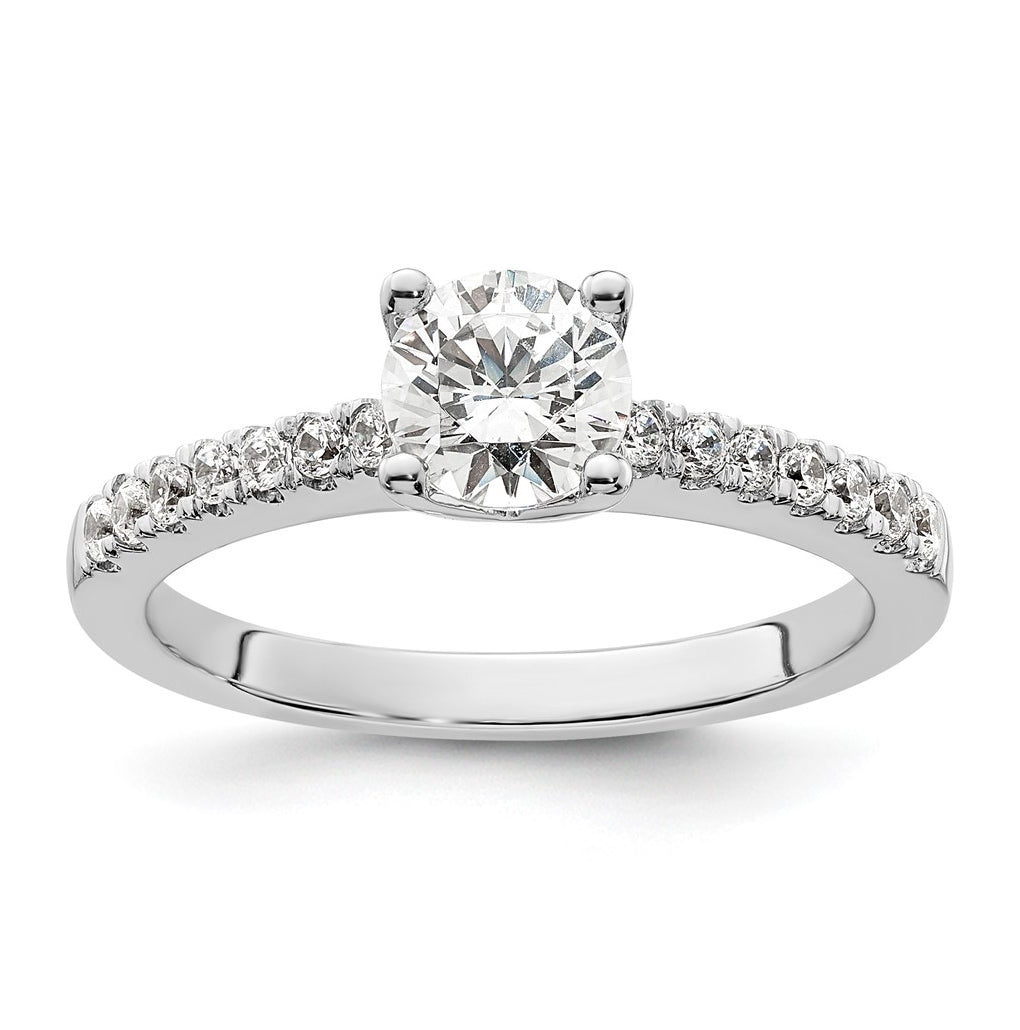 14k White Gold (Holds 3/4 carat (5.8mm) Round Center) 1/4 carat Diamond Semi-mount Engagement Ring
