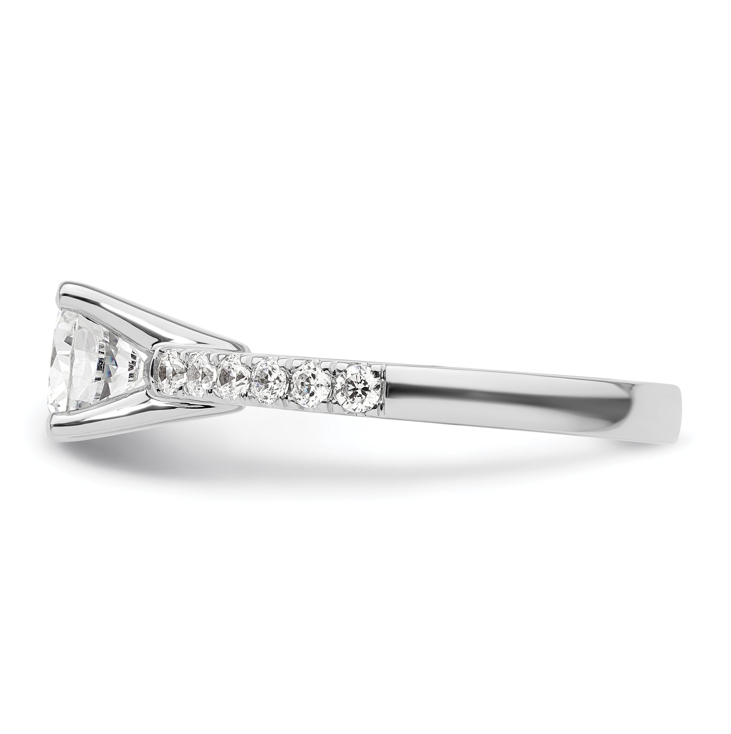 14k White Gold (Holds 1.25 carat (7.00 mm) Round Center) 3/8 carat Diamond Semi-mount Engagement Ring