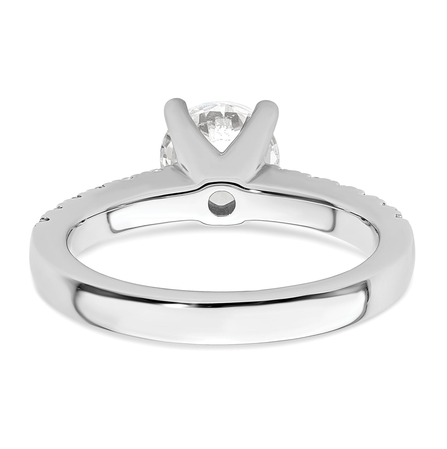 14k White Gold (Holds 1.25 carat (7.00 mm) Round Center) 3/8 carat Diamond Semi-mount Engagement Ring