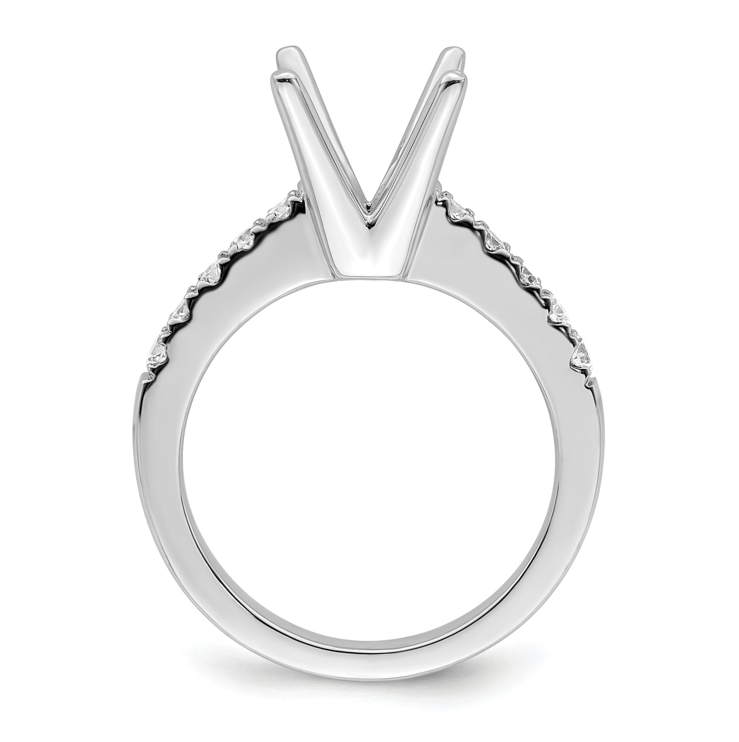 14k White Gold (Holds 2 carat (8.2mm) Round Center) 3/8 carat Diamond Semi-mount Engagement Ring