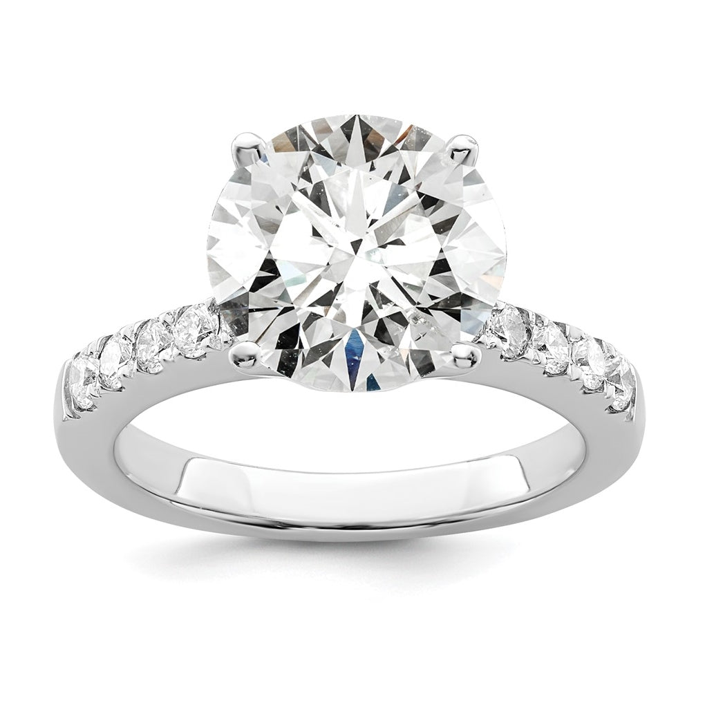 14k White Gold (Holds 2 carat (8.2mm) Round Center) 3/8 carat Diamond Semi-mount Engagement Ring