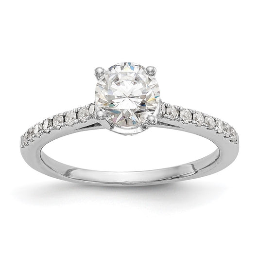 14k White Gold (Holds 3/4 carat (6.00mm) Round Center) 1/5 carat Diamond Semi-Mount Engagement Ring