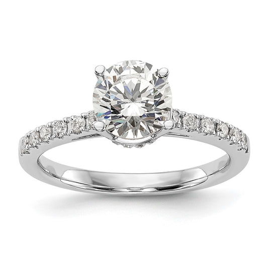 14k White Gold (Holds 1 carat (6.50mm) Round Center) 1/4 carat Diamond Semi-Mount Engagement Ring