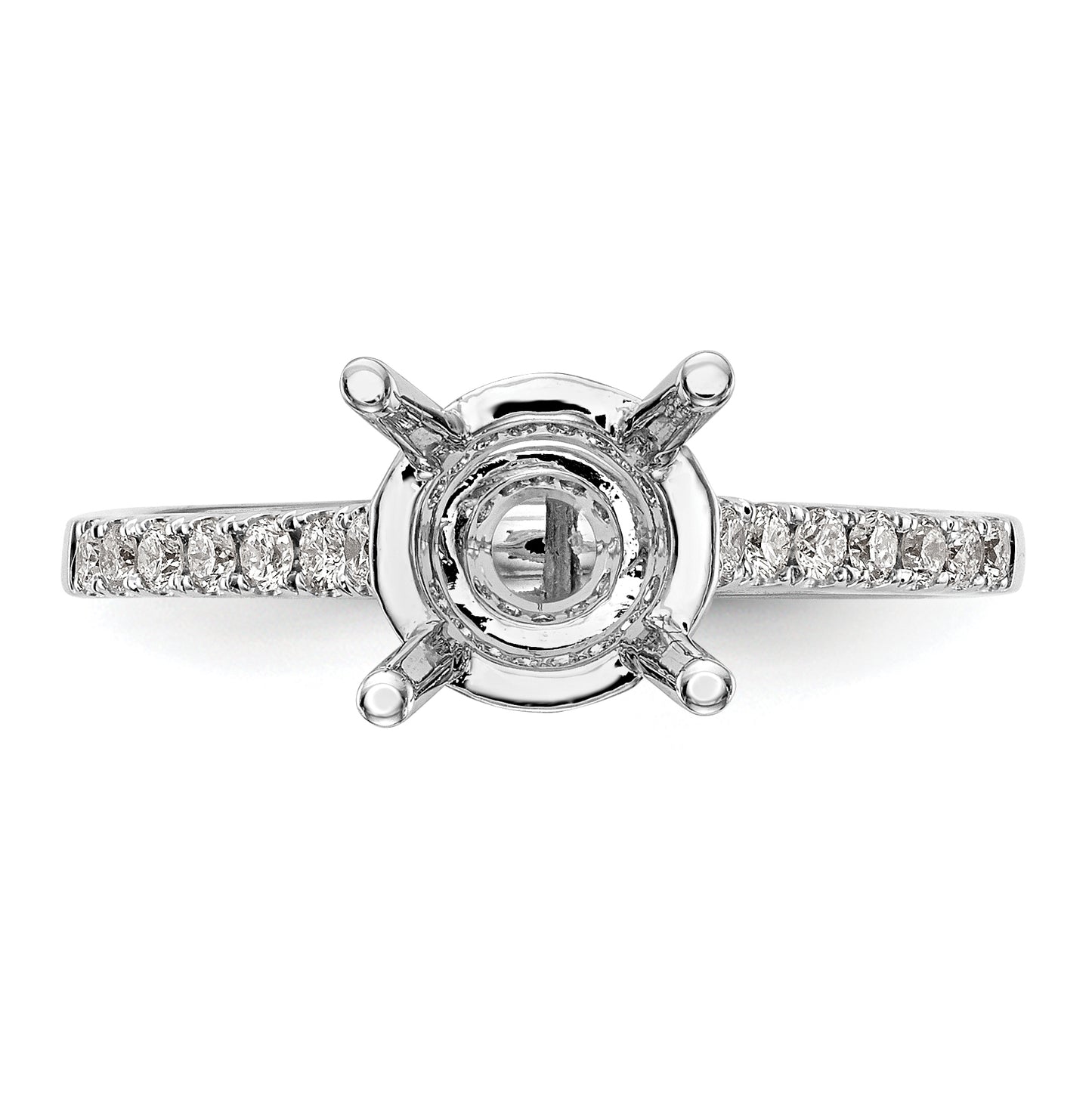 14k White Gold (Holds 1.25 carat (7.00mm) Round Center) 3/8 carat Diamond Semi-Mount Engagement Ring
