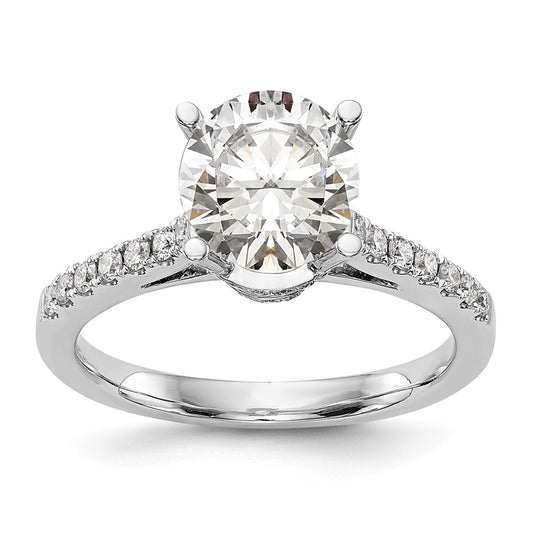 14k White Gold (Holds 1.25 carat (7.00mm) Round Center) 3/8 carat Diamond Semi-Mount Engagement Ring