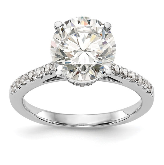 14k White Gold (Holds 1.5 carat (7.50mm) Round Center) 1/3 carat Diamond Semi-Mount Engagement Ring