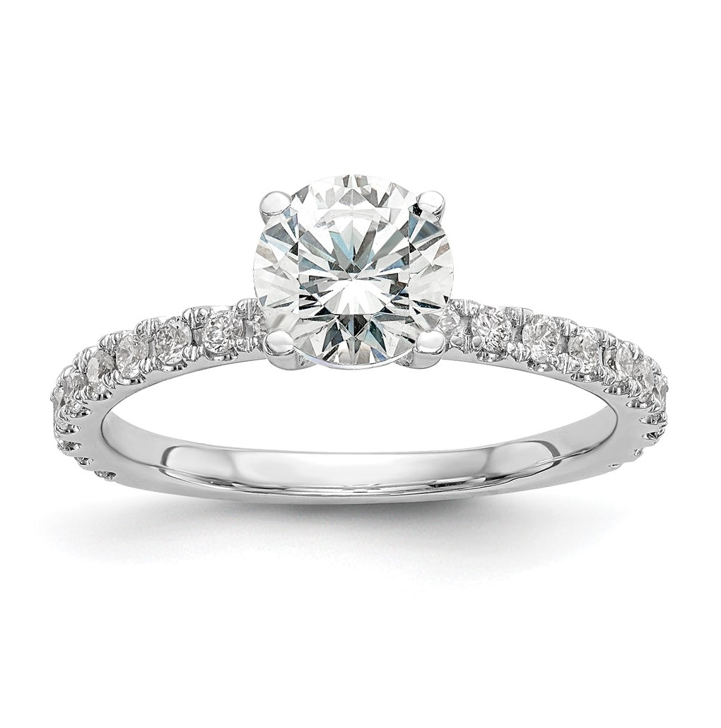 14k White Gold (Holds 1ct (6.5mm) Round Center) 1/3ct Diamond Semi-Mount Engagement Ring