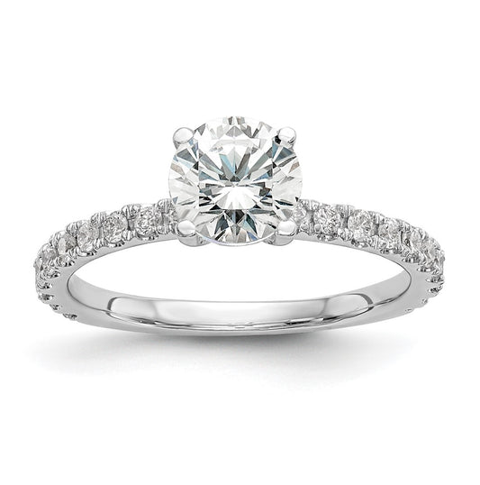 14k White Gold (Holds 1ct (6.5mm) Round Center) 1/3ct Diamond Semi-Mount Engagement Ring