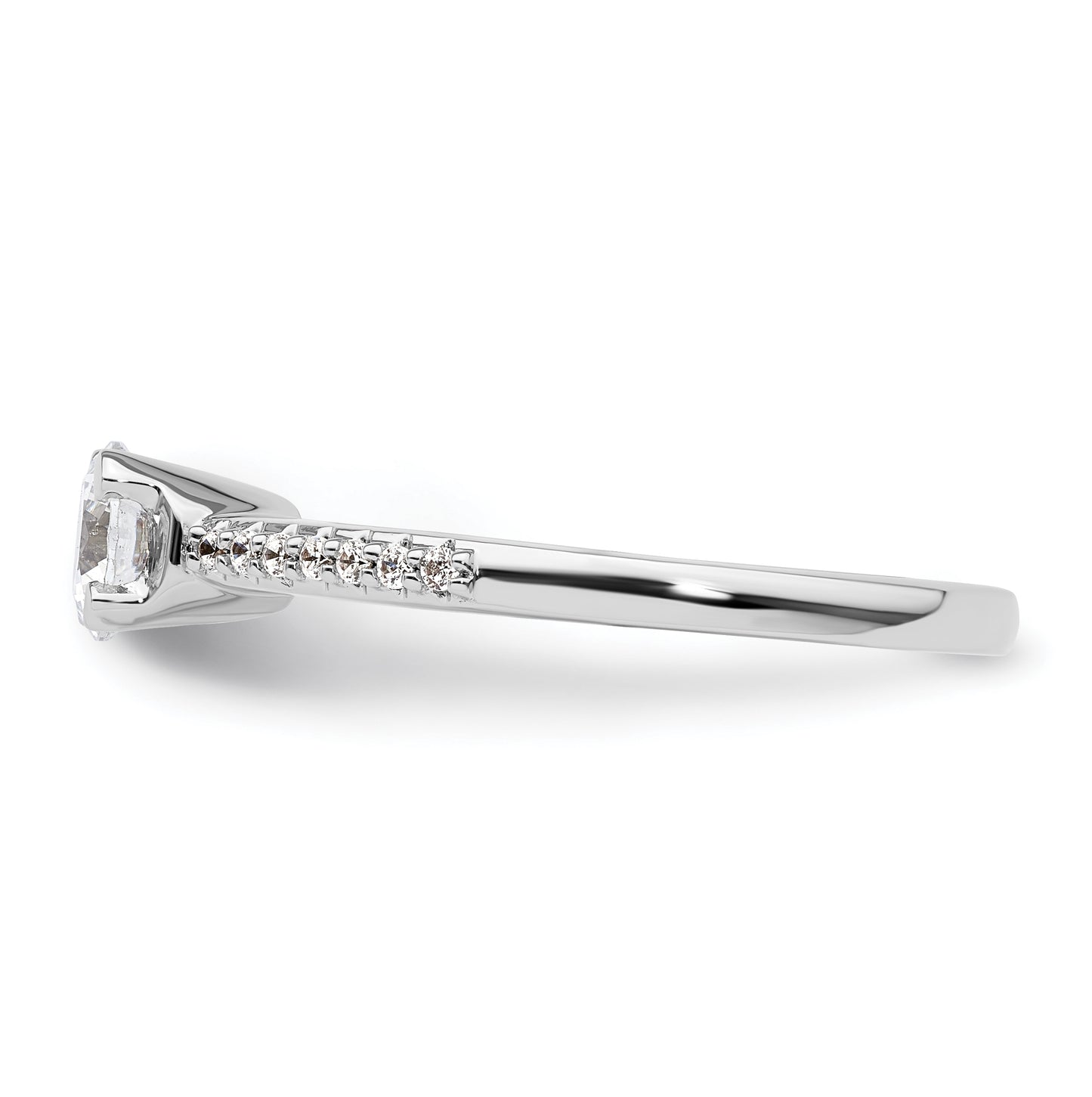 14k White Gold (Holds 1/2 carat (5.00mm) Round Center) 1/15 carat Diamond Semi-Mount Engagement Ring