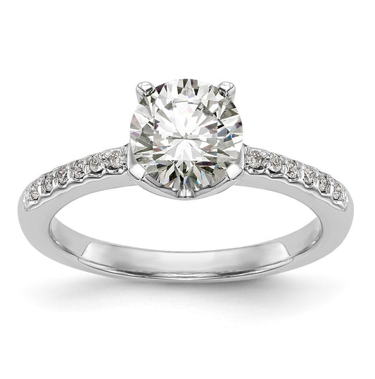 14k White Gold (Holds 1 carat (6.50mm) Round Center) 1/8 carat Diamond Semi-Mount Engagement Ring