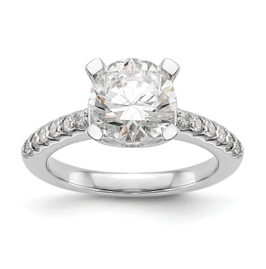14k White Gold (Holds 2 carat (8.00mm) Round Center) 1/8 carat Diamond Semi-Mount Engagement Ring