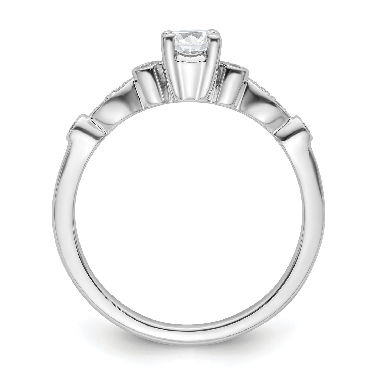 14K White Gold (Holds 1/3 carat (4.5mm) Round Center) 1/15 carat Diamond Semi-Mount Engagement Ring