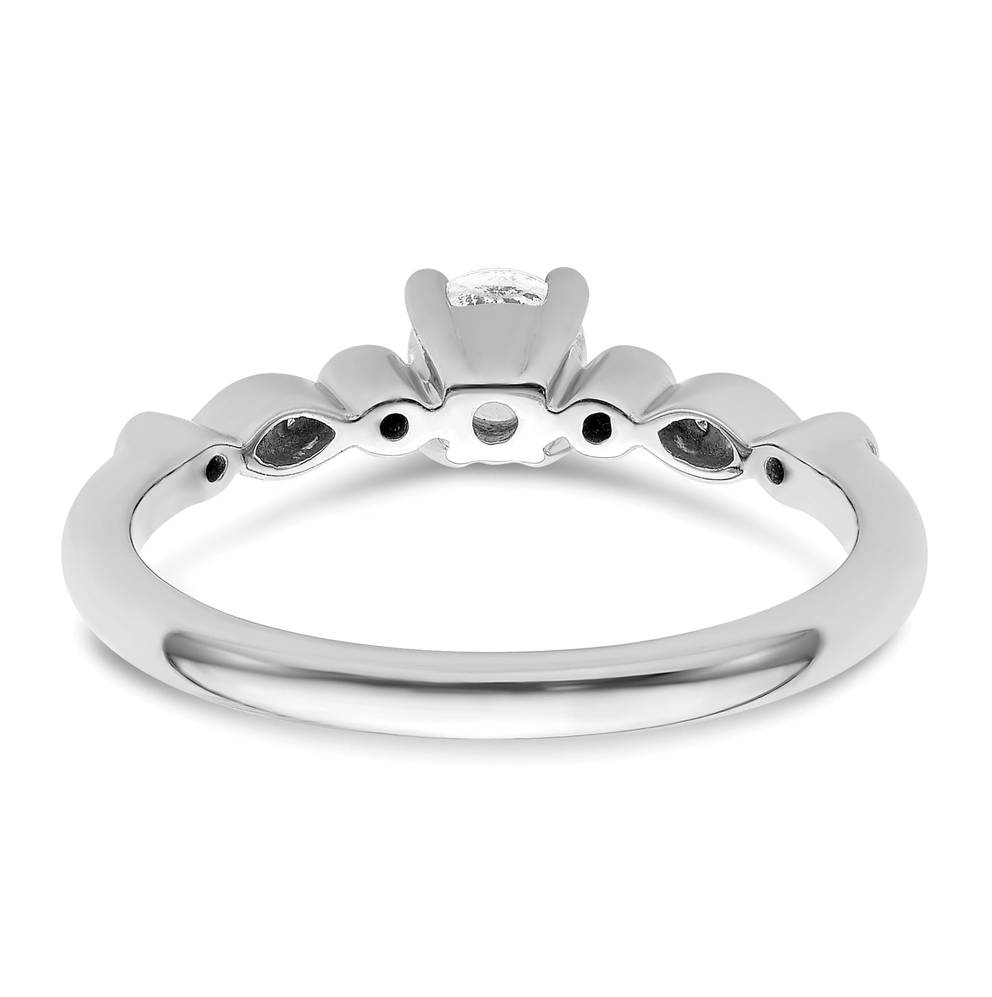 14K White Gold (Holds 1/3 carat (4.5mm) Round Center) 1/15 carat Diamond Semi-Mount Engagement Ring