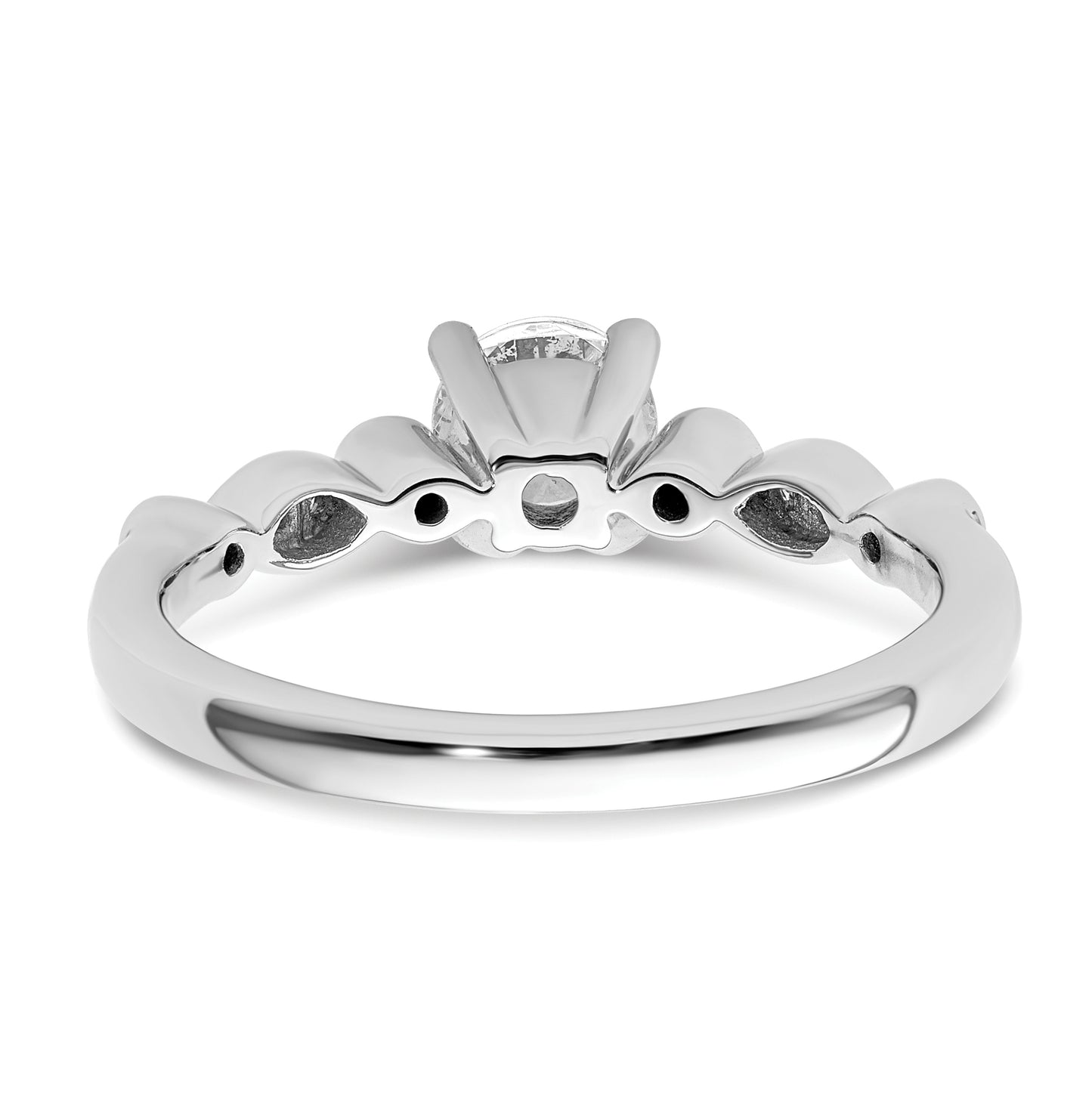 14K White Gold (Holds 1/2 carat (5.2mm) Round Center) 1/10 carat Diamond Semi-Mount Engagement Ring