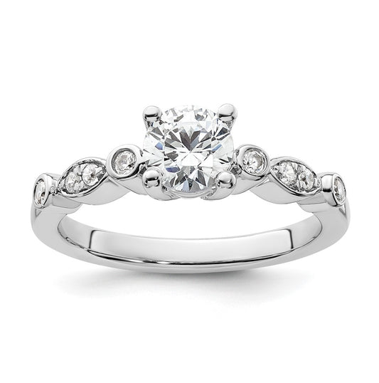14K White Gold (Holds 3/4 carat (5.8mm) Round Center) 1/8 carat Diamond Semi-Mount Engagement Ring